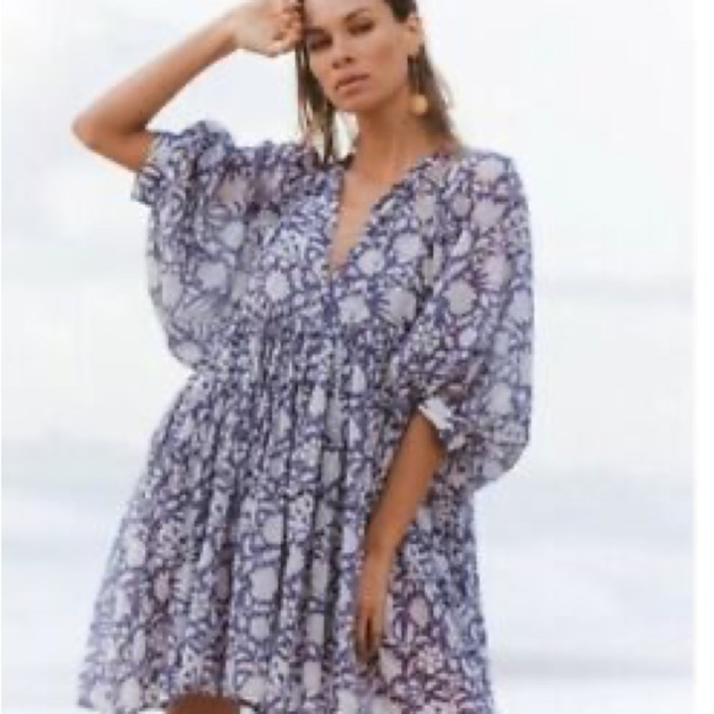 Daughters of India Kyra midi dress size small in Blue Iris